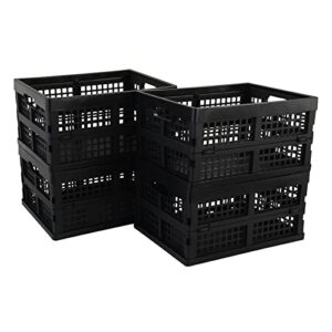 zopnny 4 packs collapsible milk crates, 15 l plastic stackable storage bins utility folding baskets, f