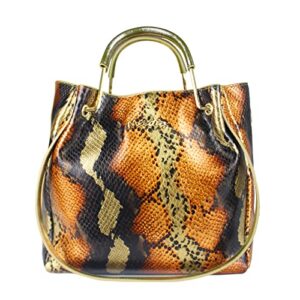 mel jun genuine leather handbags for women, fashion women’s purses and handbags work tote bag shoulder crossbody bags -gold