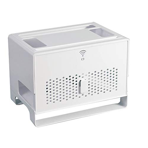 JIE KE Multi-Function WiFi Wireless Router Storage Box Set-top Box Rack TV Floating Shelf Console Shelf Creative Decorative Storage Box (Color : White, Size : 31.4 * 21 * 23CM)