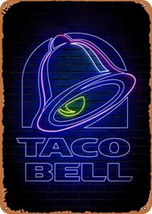 yfsign taco bell – retro metal tin sign vintage plaque poster for home kitchen bar coffee shop 12×8 inch