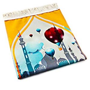 Muslim Prayer Rug for Kids | Digital Printed Unique Design Sajadah | Soft Islamic Prayer Rug | Perfect Islamic Ramadan Gifts for Kids | Kid Size Prayer Carpet, Salah Mat, Design: Mosque & Tractor