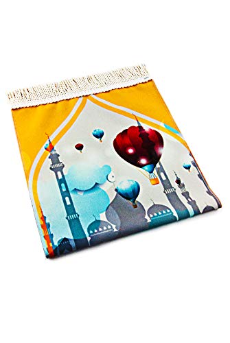 Muslim Prayer Rug for Kids | Digital Printed Unique Design Sajadah | Soft Islamic Prayer Rug | Perfect Islamic Ramadan Gifts for Kids | Kid Size Prayer Carpet, Salah Mat, Design: Mosque & Tractor