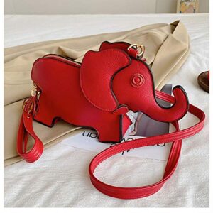 MILATA Animal Elephant Shape Crossbody Bag Purse Fashion Women Pu Leather Chic Shoulder Bag Clutch for Girls (red)