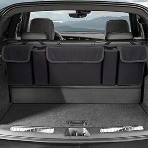 aophy car trunk organizer, backseat hanging organizer with 5 super large storage pockets -car seat organizer for suv,truck,space saving expert