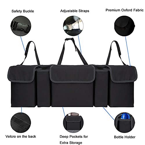 AOPHY Car Trunk Organizer, Backseat Hanging Organizer with 5 Super Large Storage Pockets -Car Seat Organizer for SUV,Truck,Space Saving Expert