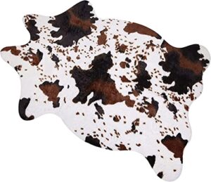 macevia cowhide rug cute cow print rug western decor for living room bedroom faux animal area carpet non-slip 43.3″ l x 29.5″ w(3.6ft x 2.4ft)