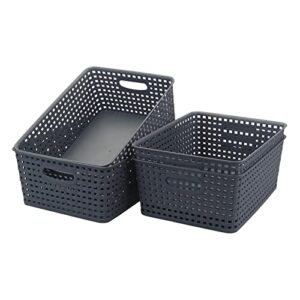 cadineus 4-pack plastic storage baskets, woven storage basket bins