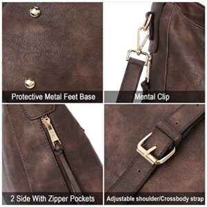 CLUCI Purses and Handbags for Women Leather Hobo Tote Fashion Ladies Crossbody Large Bucket Shoulder Bag Vintage Two Toned Coffee