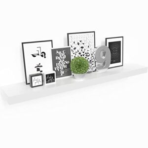 ballucci floating shelf, 35.5″ l wood wall mounted ledge with invisible bracket for living room, bedroom, bathroom, kitchen, nursery, 6″ deep – white