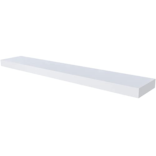 Ballucci Floating Shelf, 35.5" L Wood Wall Mounted Ledge with Invisible Bracket for Living Room, Bedroom, Bathroom, Kitchen, Nursery, 6" Deep - White