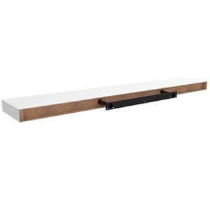 Ballucci Floating Shelf, 35.5" L Wood Wall Mounted Ledge with Invisible Bracket for Living Room, Bedroom, Bathroom, Kitchen, Nursery, 6" Deep - White