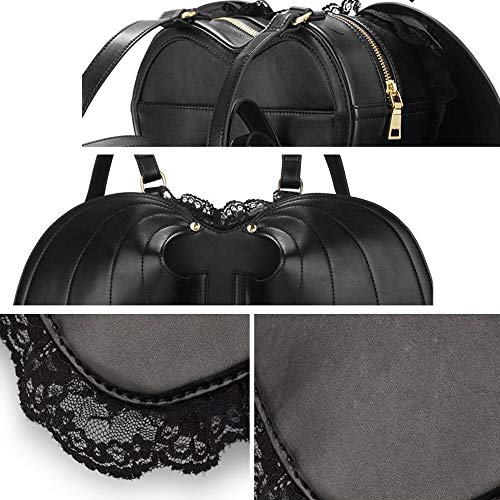 RainboSee Women Girl Punk Backpack Novelty Bat Wing Daypack Purse Gothic Lace Shoulder Heart Lolita Bag Black