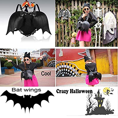 RainboSee Women Girl Punk Backpack Novelty Bat Wing Daypack Purse Gothic Lace Shoulder Heart Lolita Bag Black