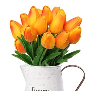 10 pcs orange tulips artificial flowers real touch fake tulips fake flowers for decoration 13.5″ faux tulips faux flowers bulk artificial tulips flowers for vase centerpieces home wedding bouquet
