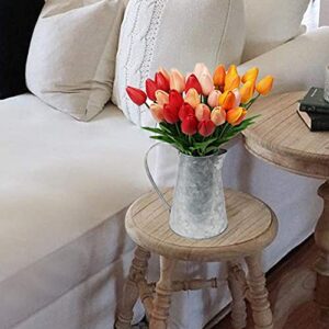 10 Pcs Orange Tulips Artificial Flowers Real Touch Fake Tulips Fake Flowers for Decoration 13.5" Faux Tulips Faux Flowers Bulk Artificial Tulips Flowers for Vase Centerpieces Home Wedding Bouquet