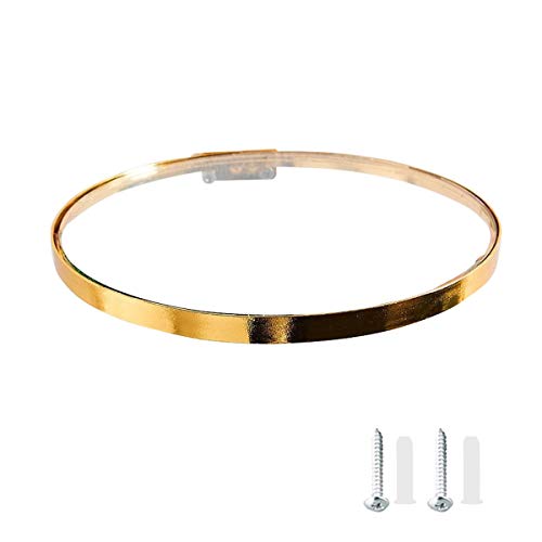 Modern Floating Glass Shelf with Golden Metal Ring for Plants, Books and Other Decorations, Transparent Hanging Shelves in Rooms, Corridors and Wall