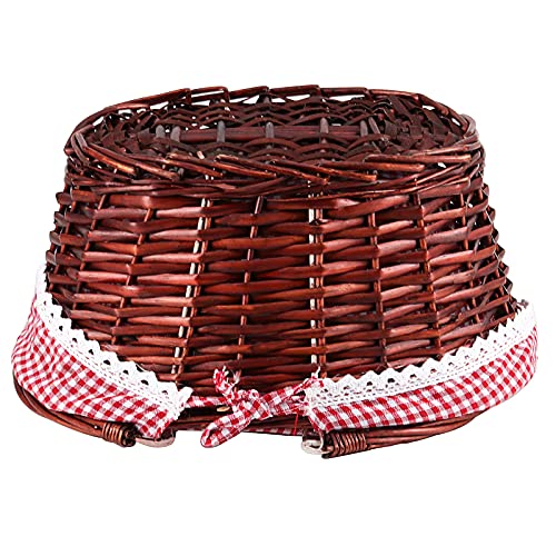 ZEONHEI Brown Oval Wicker Woven Basket, Attractive Willow Woven Gift Basket, Cheap Fruit Picnic Easter Candy Wedding Party Decoration Serving Basket with Folding Handles Elegant Linen Cloth Lining