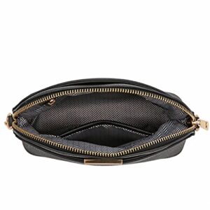 FashionPuzzle Faux Leather Solid Small Dome Crossbody bag with Chain Strap (Black)