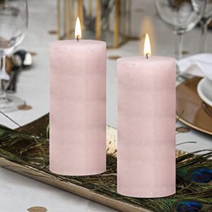 BOLSIUS Rustic Soft Pink Unscented Pillar Candles - 2.75" X 3.25" Decoration Candles Set of 3 - Clean Burning Dripless Dinner Candles for Wedding & Home Décor Party Restaurant Spa- Approx. (80x68m)