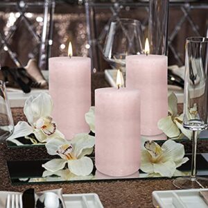 BOLSIUS Rustic Soft Pink Unscented Pillar Candles - 2.75" X 3.25" Decoration Candles Set of 3 - Clean Burning Dripless Dinner Candles for Wedding & Home Décor Party Restaurant Spa- Approx. (80x68m)