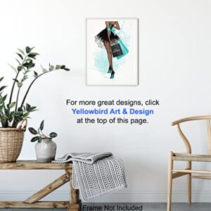 Light Blue Fashion Designer Wall Art - Black Woman, African American Women, Teens, Girls Bedroom - High Fashion Design Wall Decor - Glam Gifts for Latina, African American Woman - Black Culture