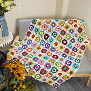 CZQLWW Handmade Crochet Throw Blanket Granny Blanket Sweater Style Year Round Gift Indoor Outdoor Travel Accent Throw for Sofa Comforter Couch Bed Recliner Living Room Bedroom Decor 59" x39" (White)