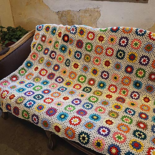 CZQLWW Handmade Crochet Throw Blanket Granny Blanket Sweater Style Year Round Gift Indoor Outdoor Travel Accent Throw for Sofa Comforter Couch Bed Recliner Living Room Bedroom Decor 59" x39" (White)