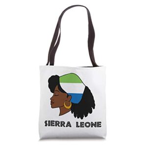 Afro Woman Sierra Leone flag, African Tote Bag