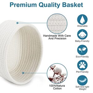 ABenkle Small Storage Basket Set of 2, Natural Cotton Rope Woven Baskets for Organizing, Tiny Oval Storage Baskets, Small Basket for Montessori, Baby Nursery Dog Toy Baskets, Bathroom Organization Bin