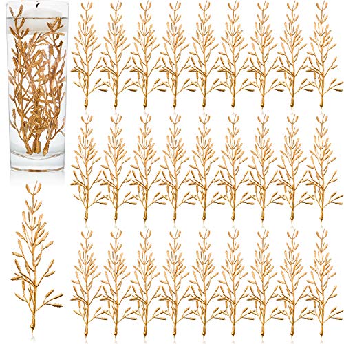 80 Pieces Faux Flowers for Centerpiece Vase, Filling in Floating Candles Mini Flower Filler for Wedding Dinning Table Party Home Bar Restaurant Decoration, 6 Inch (Gold)