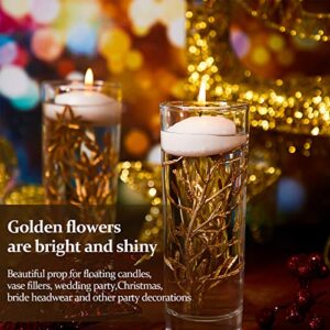 80 Pieces Faux Flowers for Centerpiece Vase, Filling in Floating Candles Mini Flower Filler for Wedding Dinning Table Party Home Bar Restaurant Decoration, 6 Inch (Gold)