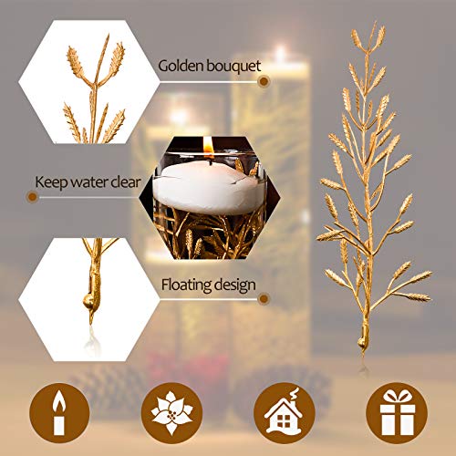 80 Pieces Faux Flowers for Centerpiece Vase, Filling in Floating Candles Mini Flower Filler for Wedding Dinning Table Party Home Bar Restaurant Decoration, 6 Inch (Gold)