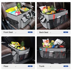 AstroAI Car Trunk Organizer for SUV Car Storage Organizer Truck Bed Organizer Collapsible Organizer Multi Compartments with 4 Adjustable Securing Straps Grey