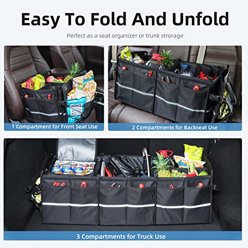 AstroAI Car Trunk Organizer Storage Large for SUV, Truck, Pickup, Collapsible Trunk Organizer Portable Storage Box with Cooler Bag, Foldable Cover, Nylon Handles, PU Bottom and PE Plate