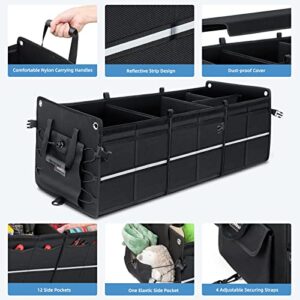 AstroAI Car Trunk Organizer Storage Large for SUV, Truck, Pickup, Collapsible Trunk Organizer Portable Storage Box with Cooler Bag, Foldable Cover, Nylon Handles, PU Bottom and PE Plate