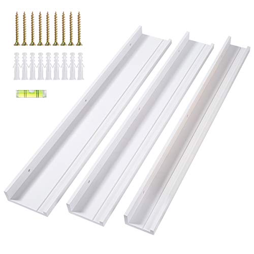 AZSKY 48Inch White Floating Shelves for Wall, Picture Ledge Shelf Set of 3 Different Sizes Wood Long Wall Shelves for Wall Bathroom Decor Kitchen Spice Rack Frames Set of 3