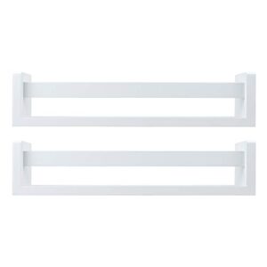 Jade Active Nursery Book Shelves - White Floating Bookshelf - Set of 2 Beautiful Floating Book Shelves for Kids Room - Nursery Decor, Bathroom or Baby Nursery