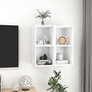 Queen.Y Floating Shelves Set of 4, Wall Mounted Cube Shelves with Cabinet, Wall Hanging Storage Shelves, Home Decor Furniture, White