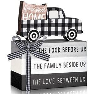 farmhouse tiered tray decor wooden home sweet home truck tiered tray decor shelf decorations black and white wooden book decor rustic truck decor sign for window shelf desk and home decoration