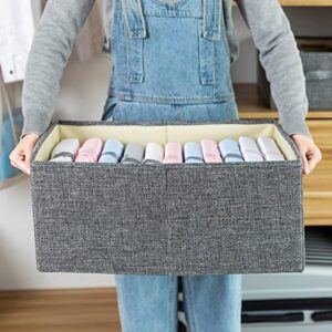 RUIBOLU 2 PACK Large Clothing Storage Bins, Foldable Storage Bins with 2 Handles, Fabric Cloth Bins Box for Closet Organization, Storage Baskets for Shelves, Home| Office, Large Gray (GRAY)