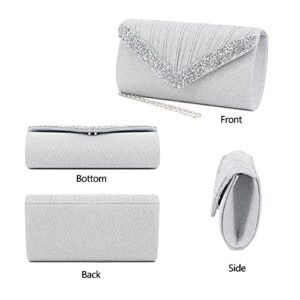 Gabrine Women's Shiny Rhinestone Evening Bag Pleated Envelop Bag Handbag Clutch Purse for Wedding Party Prom