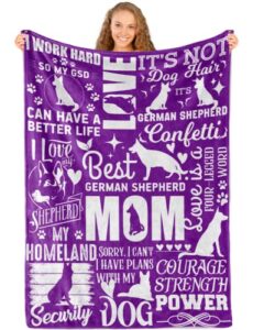 innobeta german shepherd themed throws for dog moms, dog lovers, dog owners, bed flannel plush blankets, birthday gifts for german shepherd lovers, best friend, coworkers, sisters (50″x 65″) – purple