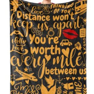 InnoBeta Long-Distance Relationship Gifts, You’re Worth Every Mile Between Us, Man Blanket for Husband, Boyfriend, Lovers, for Long Distance, Soft Throw Blanket 50"x65"