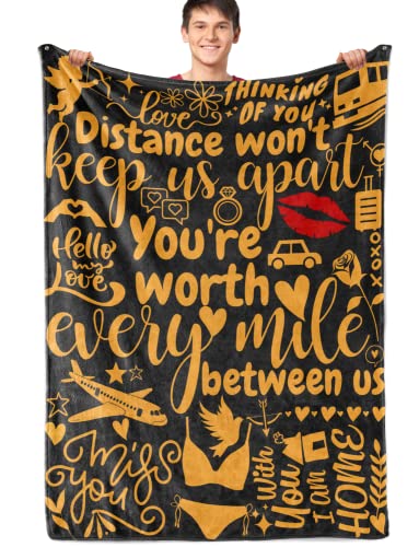 InnoBeta Long-Distance Relationship Gifts, You’re Worth Every Mile Between Us, Man Blanket for Husband, Boyfriend, Lovers, for Long Distance, Soft Throw Blanket 50"x65"