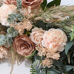 YYHUAWU Artificial Flowers Combo Box Set Gradient Color Flower Leaf with Stems for DIY Wedding Bouquets Centerpieces Baby Shower Party Home Decorations Nude Color