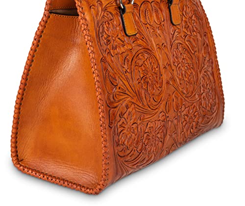 Mauzari Carlotta Women's Extra Large Tooled Leather Tote (Chestnut)