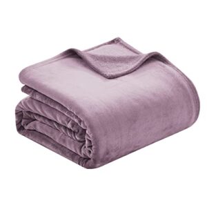 thesis fleece blanket queen blanket for bed mauve – classic lightweight microfiber bed blanket queen size blanket cozy soft blanket, 90×90 inches
