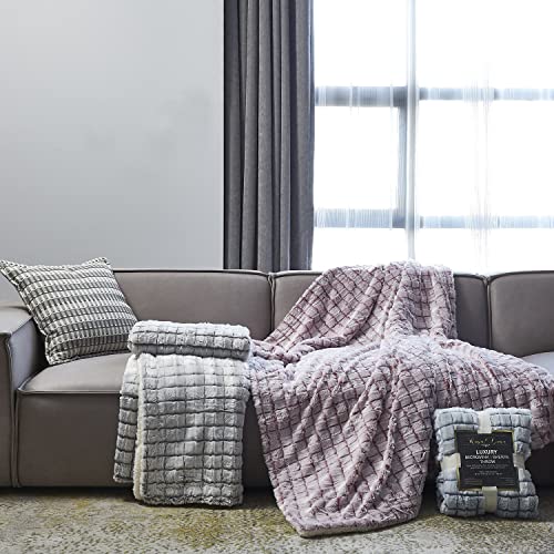 Blue Ridge Home Fashions Micromink Luxury Sherpa Blanket Reversible Throw Size 50 x 60'' Cozy Blanket Extra Warm Super Soft Cozy Plush for Couch/Bed -Navy, 2PACK, (K418242)