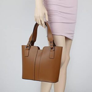 Girly HandBags Womens Plain Italian Genuine Leather Crossbody Tote Bag Tan