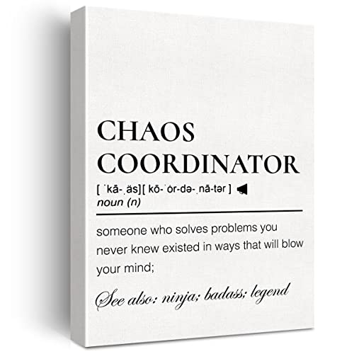 Chaos Coordinator Canvas Wall Art Gifts Motivational School Counselor Definition Canvas Print Painting Therapy Office Wall Decor Framed Gift 12x15 Inch